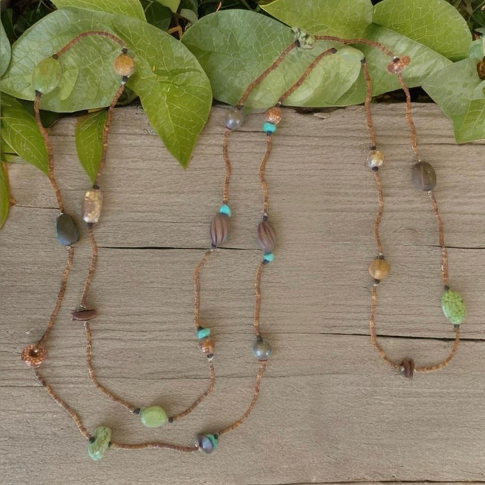 Silpada Bohemian Shell and Beaded Necklace 30”inches long N1569